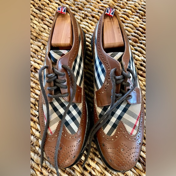 Burberry Vintage check panel Oxford/Derby Shoe Men’s size 41 US size 8 - Picture 1 of 6